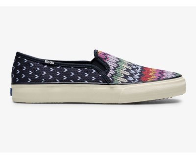 Keds Double Decker Fair Isle Kanvas Spor Ayakkabı Kadın Lacivert Renkli | t3JF97IX