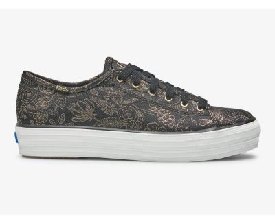 Keds Keds x Rifle Paper Co. Triple Kick Colette Jacquard Spor Ayakkabı Kadın Siyah | fKAfQZZg