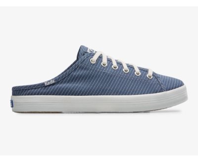 Keds Kickstart Mule Kanvas Stripe Kanvas Ayakkabı Kadın Mavi | UW0aFOmy