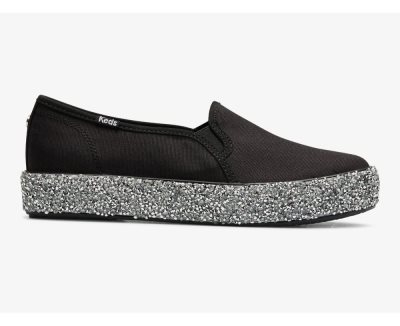 Keds Triple Decker Rock Salt Glitter Spor Ayakkabı Kadın Siyah Gümüş | cymjjBjU