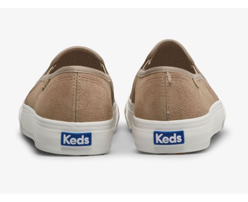 Keds Double Decker Emboss Süet Spor Ayakkabı Kadın Taupe | IqoqgQRb