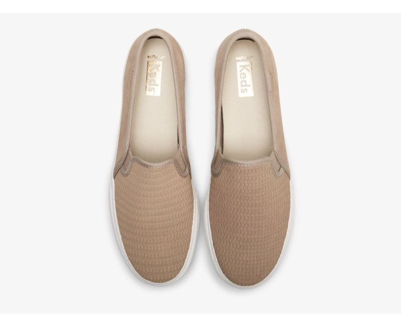 Keds Double Decker Emboss Süet Spor Ayakkabı Kadın Taupe | IqoqgQRb