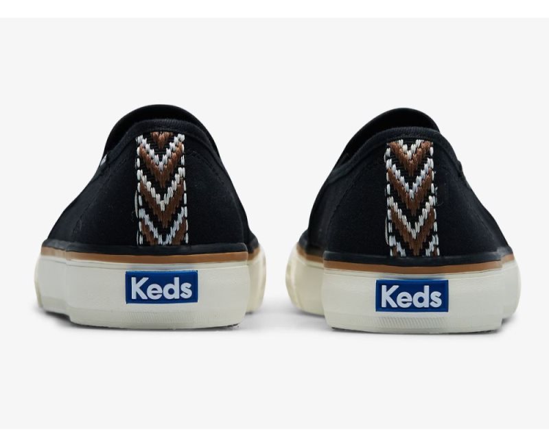 Keds Double Decker Fair Isle Binding Spor Ayakkabı Kadın Siyah | dUBoaiWa