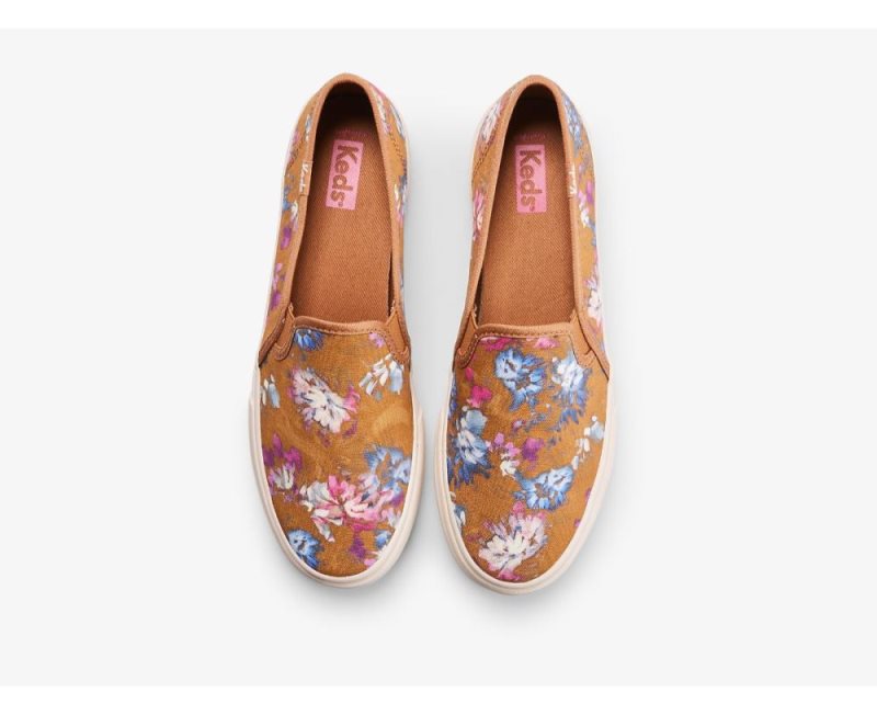 Keds Double Decker Midnight Blooms Spor Ayakkabı Kadın Kahverengi | gtZplBBT