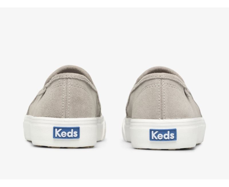 Keds Double Decker Perf Süet Spor Ayakkabı Kadın Gri | rm8Lh015