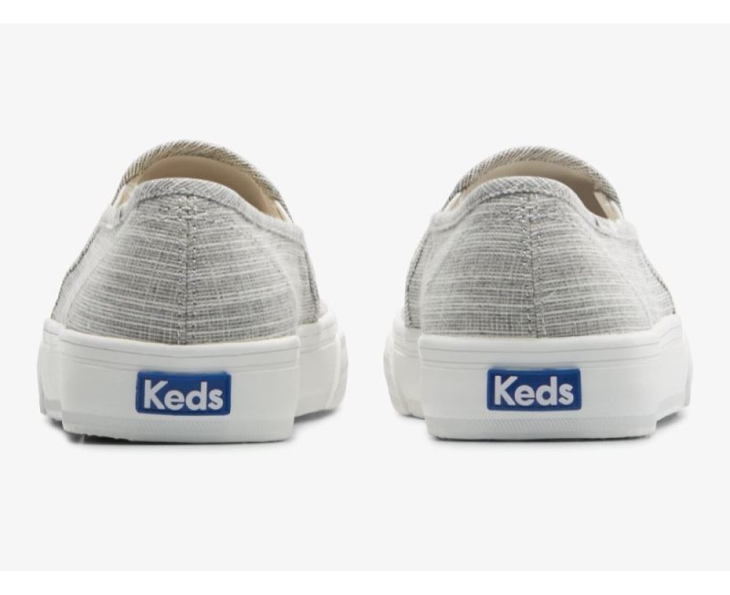 Keds Double Decker Static Ticking Stripe Makosen Ayakkabı Kadın Gri | 9280VDDC