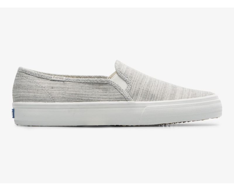 Keds Double Decker Static Ticking Stripe Makosen Ayakkabı Kadın Gri | 9280VDDC