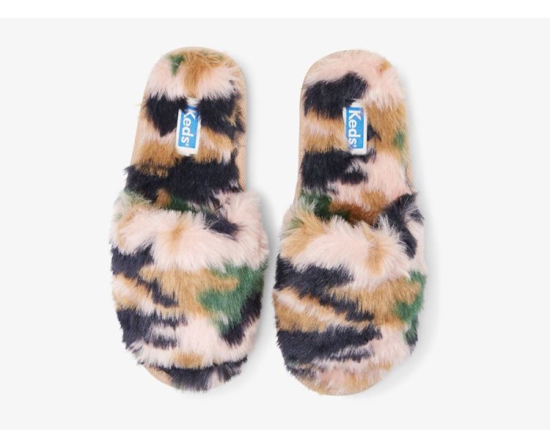 Keds Fuzzy Terlik Terlik Makosen Ayakkabı Kadın Yeşil Camo | JQJlMABu