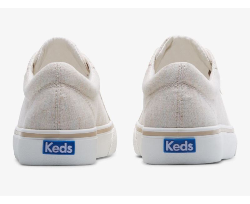 Keds Jump Kick Linen Fleck Bağcıklı Ayakkabı Kadın Oatmeal | vCAzEb2Y