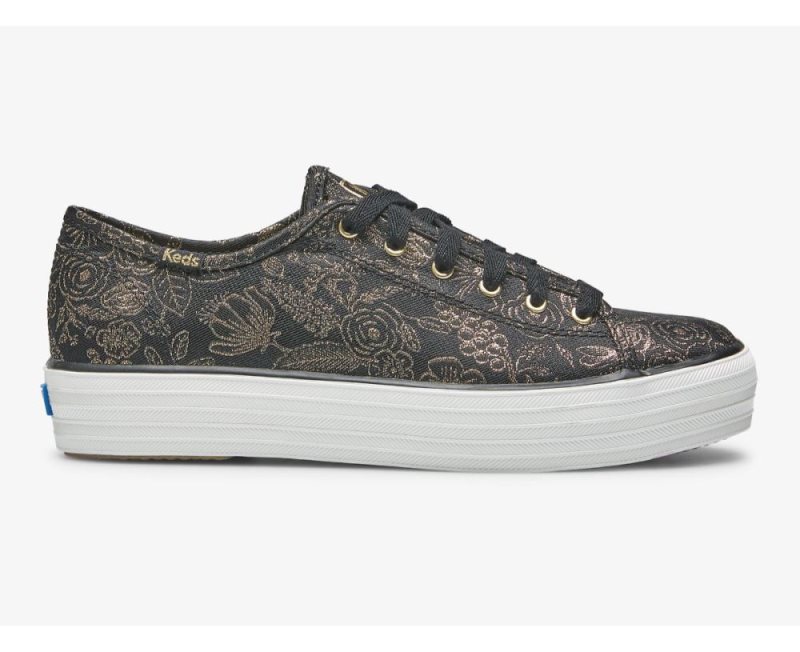 Keds Keds x Rifle Paper Co. Triple Kick Colette Jacquard Spor Ayakkabı Kadın Siyah | fbkQGYAQ