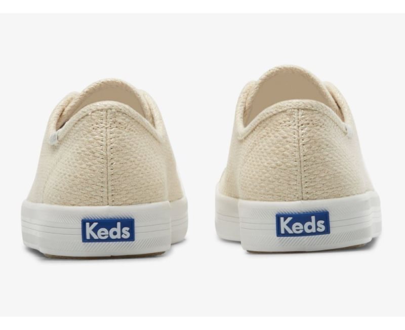 Keds Kickstart Metallic Tekstil Bağcıklı Ayakkabı Kadın Bej Rengi Gümüş | 7lrTzXFc