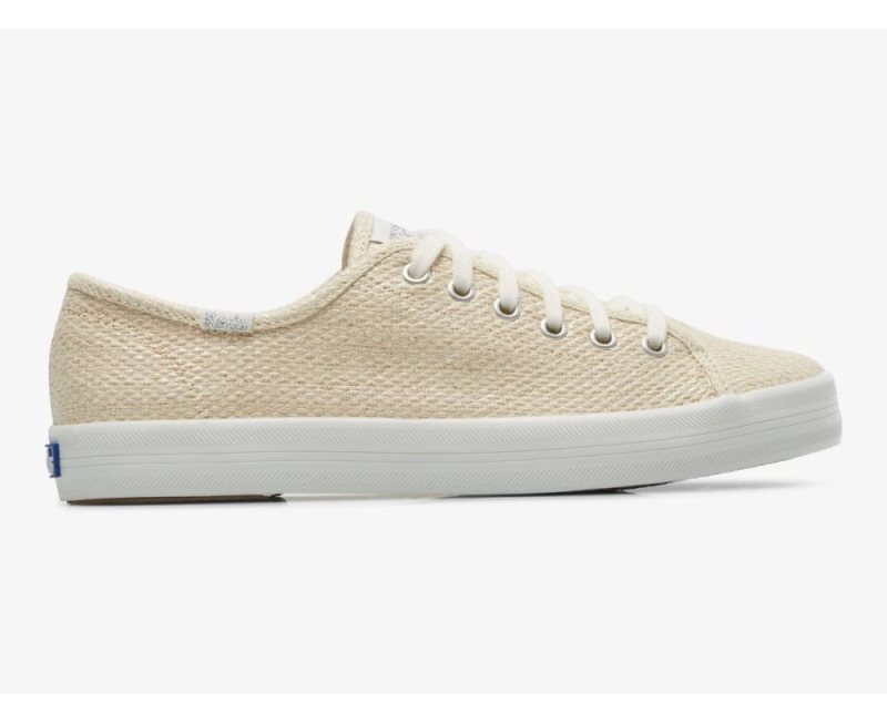 Keds Kickstart Metallic Tekstil Bağcıklı Ayakkabı Kadın Bej Rengi Gümüş | 7lrTzXFc