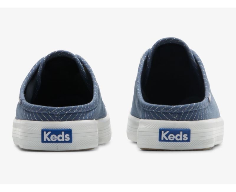 Keds Kickstart Mule Kanvas Stripe Kanvas Ayakkabı Kadın Mavi | UW0aFOmy