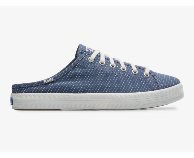 Keds Kickstart Mule Kanvas Stripe Kanvas Ayakkabı Kadın Mavi | qBjx6Fdi