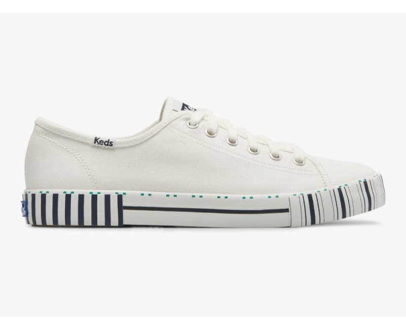 Keds Kickstart Tenis Stripe Bağcıklı Ayakkabı Kadın Beyaz Lacivert | JFv2O6kj