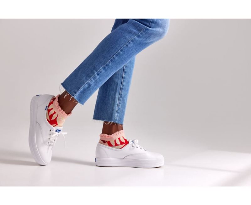 Keds The Platform Deri Platform Ayakkabı Kadın Beyaz | 3ZAnvVrT