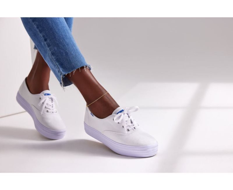 Keds The Platform Kanvas Kanvas Ayakkabı Kadın Beyaz | fD100RZV