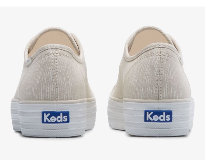 Keds Triple Kick Kanvas Lines Print Kanvas Ayakkabı Kadın Kahverengi Gümüş | bO0I4t9H