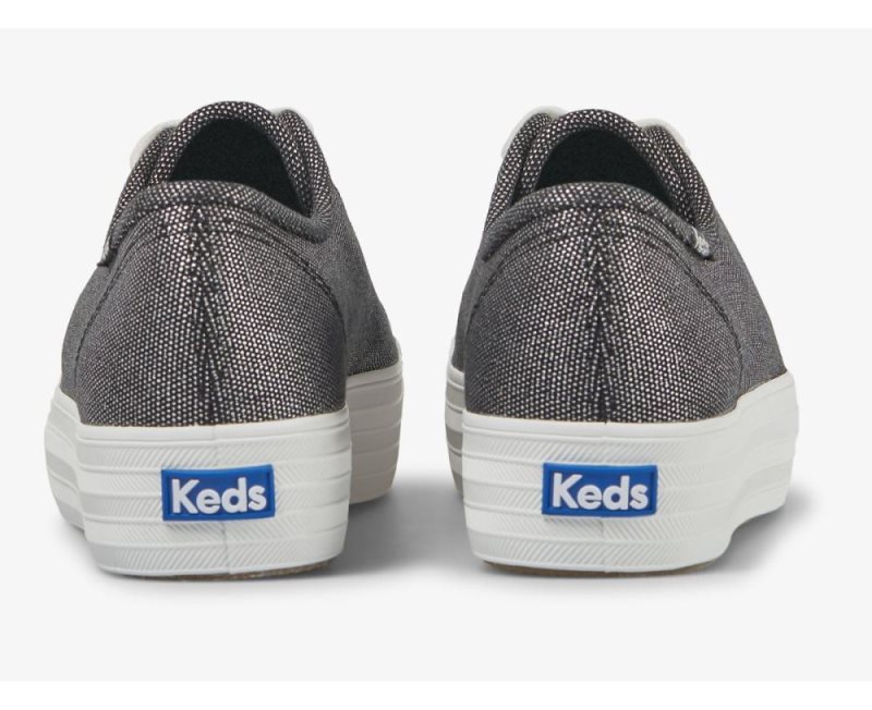 Keds Triple Kick Metallic Spor Ayakkabı Kadın Pewter | 6CCthPjY