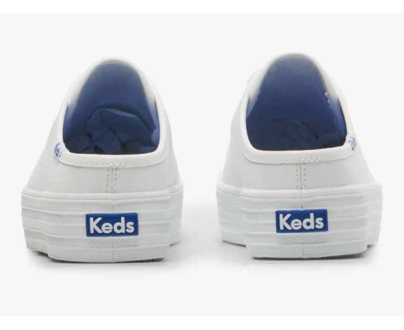 Keds Triple Kick Mule Deri Deri Ayakkabı Kadın Beyaz | PM3Vxk1T