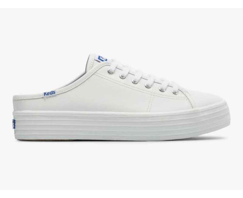 Keds Triple Kick Mule Deri Deri Ayakkabı Kadın Beyaz | PM3Vxk1T