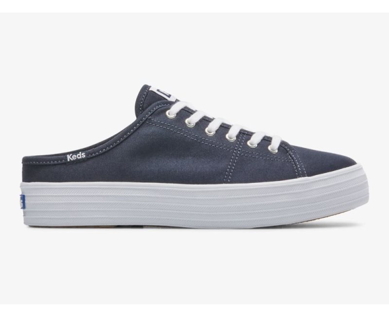 Keds Triple Kick Mule Kanvas Kanvas Ayakkabı Kadın Lacivert | 29K5WCrH