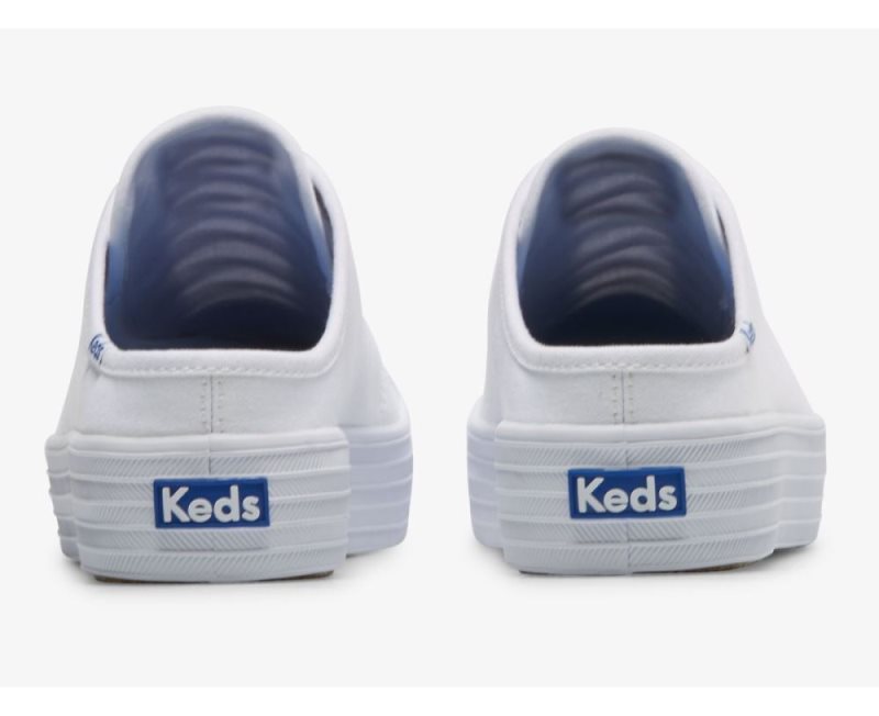 Keds Triple Kick Mule Kanvas Kanvas Ayakkabı Kadın Beyaz | Omc74Wqu