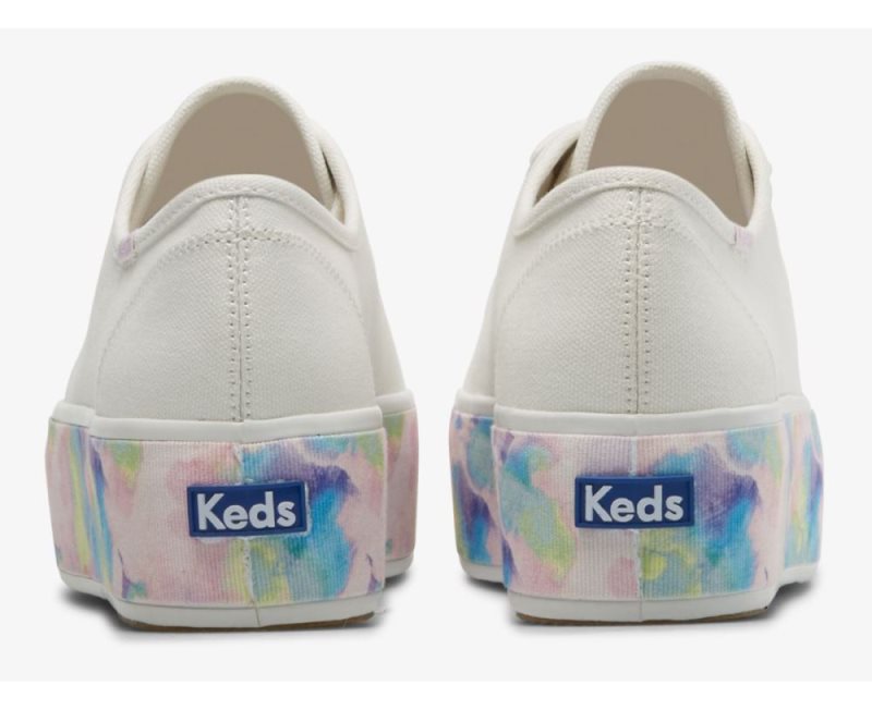 Keds Triple Up Abstract Floral Foxing Bağcıklı Ayakkabı Kadın Beyaz Renkli | Dt3OBtxC