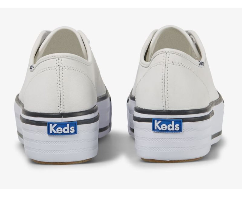 Keds Triple Up Deri Bumper Foxing Spor Ayakkabı Kadın Beyaz | PWgughoh