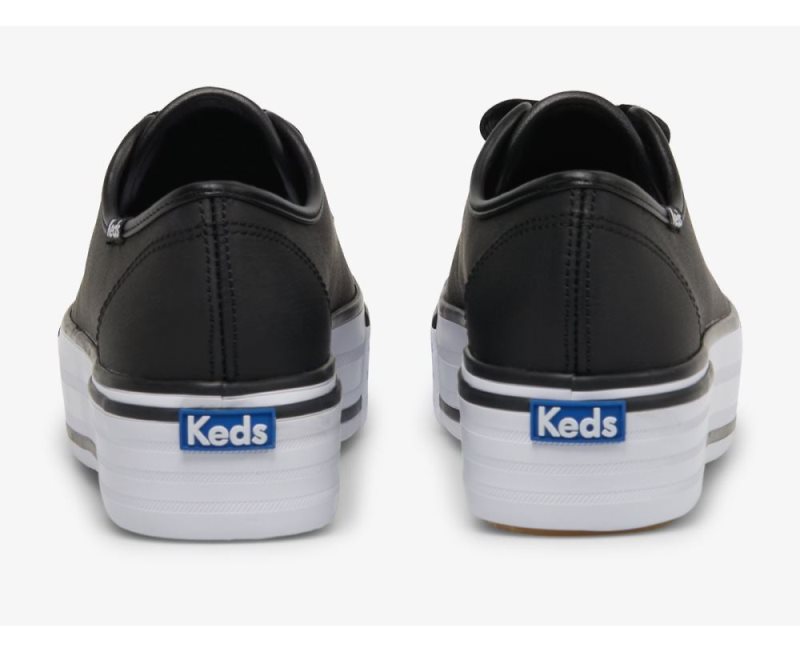 Keds Triple Up Deri Bumper Foxing Spor Ayakkabı Kadın Siyah Beyaz | XpJGkaPi