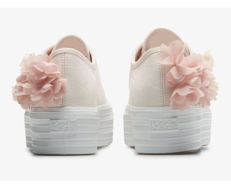 Keds Triple Up Floral Applique Celebrations Platform Ayakkabı Kadın Pembe | K5OW5aQV