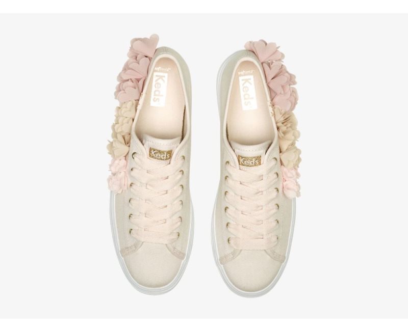 Keds Triple Up Floral Applique Celebrations Platform Ayakkabı Kadın Pembe | K5OW5aQV