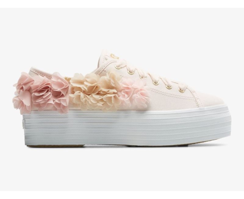 Keds Triple Up Floral Applique Celebrations Platform Ayakkabı Kadın Pembe | K5OW5aQV