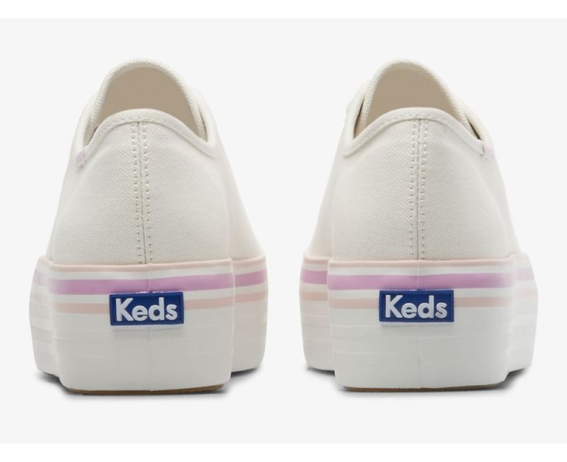 Keds Triple Up Kanvas Foxing Stripe Kanvas Ayakkabı Kadın Beyaz | GUW8L3aR