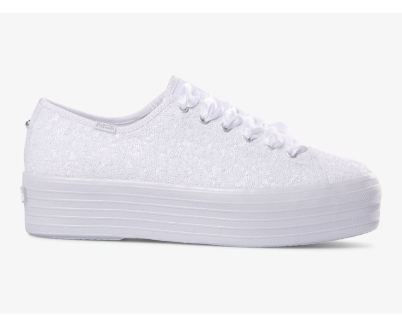 Keds Triple Up Sequins Spor Ayakkabı Kadın Beyaz | Bp2FHtc6