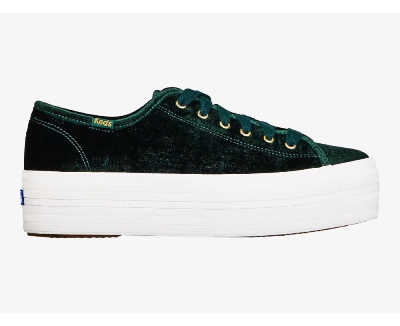 Keds Triple Up Velvet Spor Ayakkabı Kadın Koyu Yeşil | RPBuyGhO